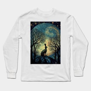 Hare, Pagan Hare, Pagan Art, Moon, Animal, Long Sleeve T-Shirt